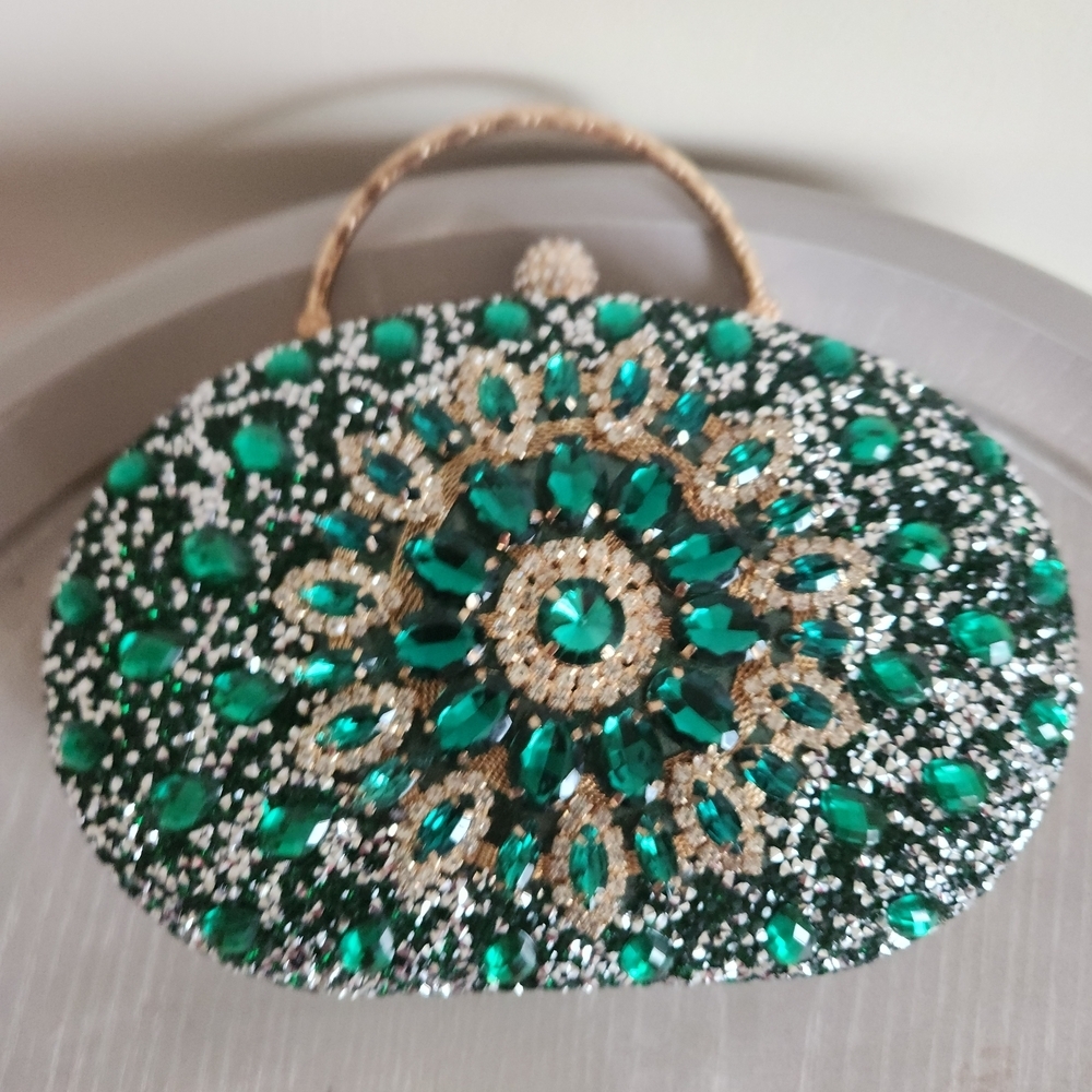 Emerald Green Crystal Clutch - Picture 2 of 4